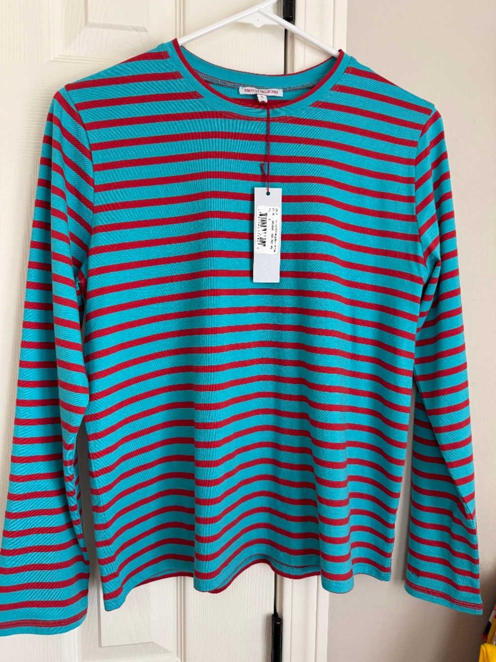 NWT, FRANCES VALENTINE, FAMOUS STRIPE LONG SLEEVE TSHIRT IN PIMA COTTON - Picture 7 of 11